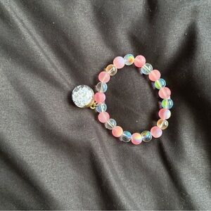 Pink and Clear Beaded Bracelet